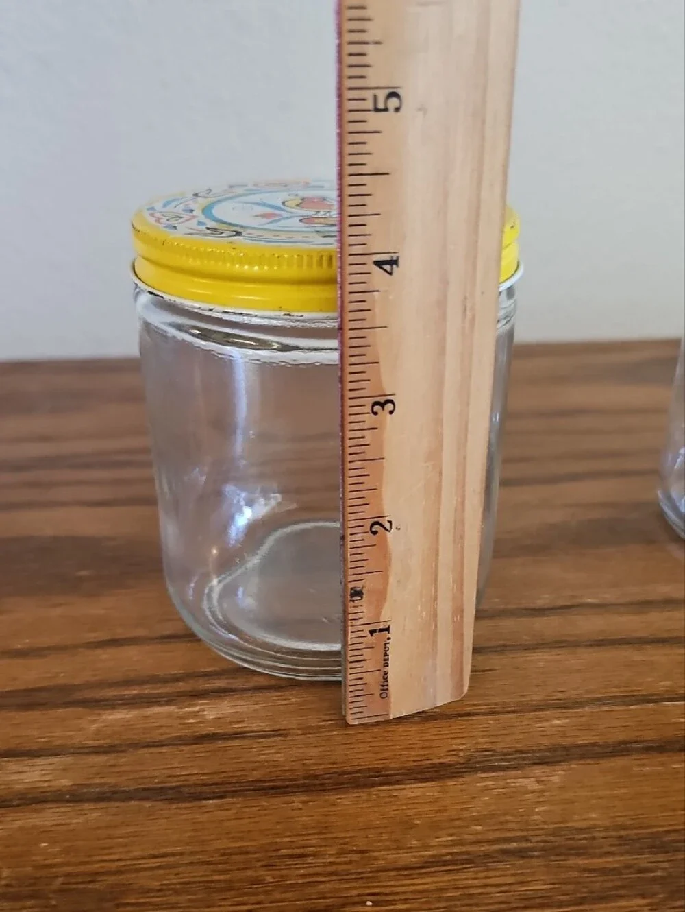 Set of 2 Vintage Clear Glass Jars with Yellow Decorative Lids Tote 8